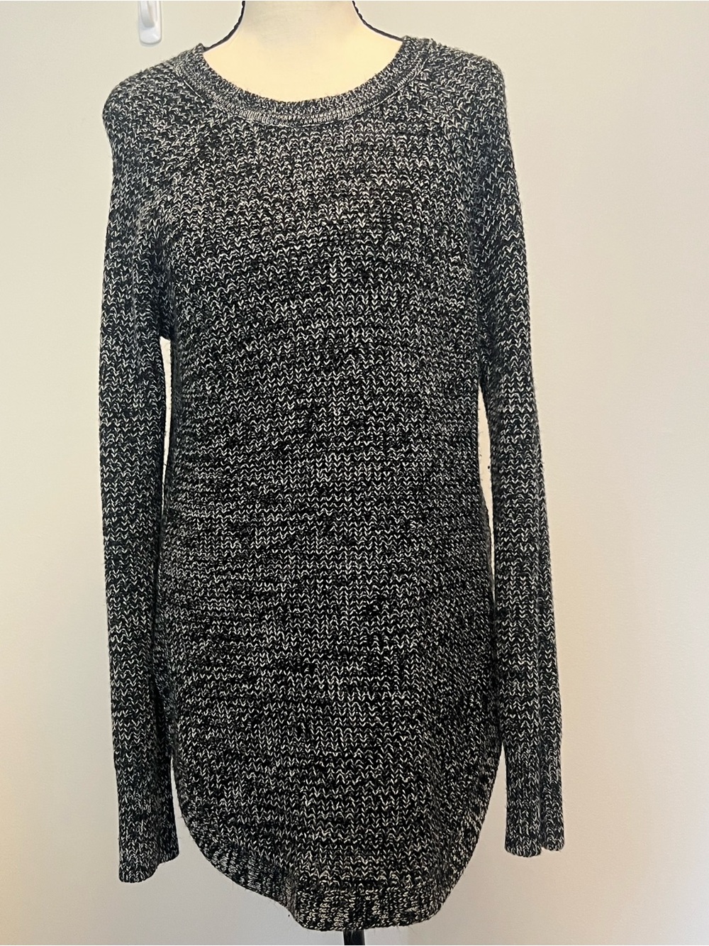 Revamped Black & White Marled Crewneck Sweater Dress